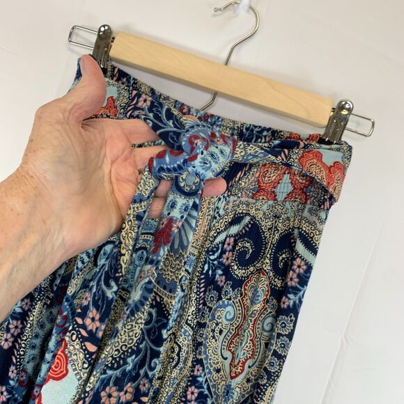 Band of Gypsies Palazzo Pants Smocked‎ Waist Tie Belt Slits Bohemian Wide Small - Picture 10 of 16